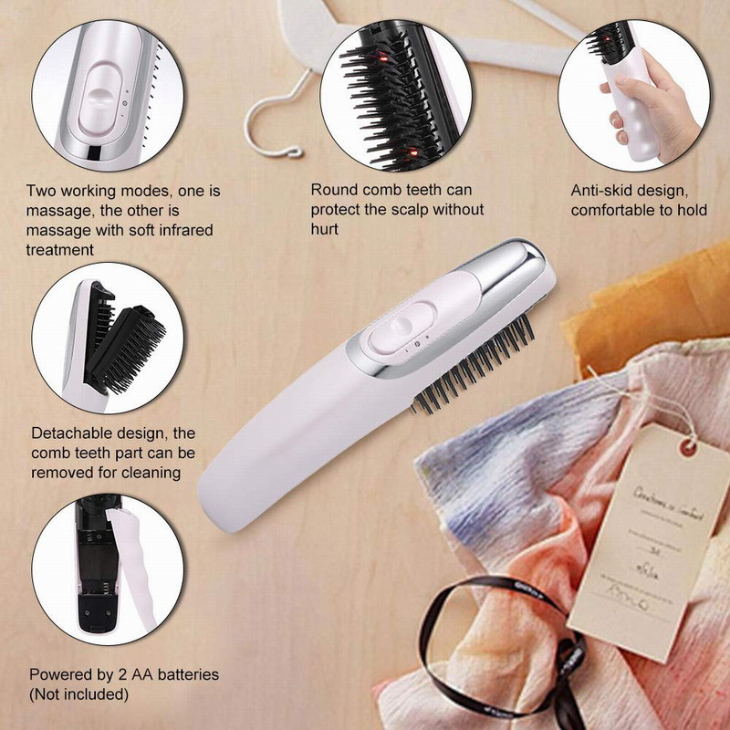 Hair Growth Care Electric Wireless Infrared Ray Massage Comb Hair follicle Stimulate Anti Dense Anti Hair-loss Head Massager