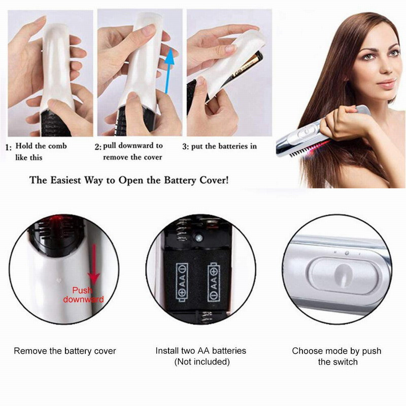 Hair Growth Care Electric Wireless Infrared Ray Massage Comb Hair follicle Stimulate Anti Dense Anti Hair-loss Head Massager