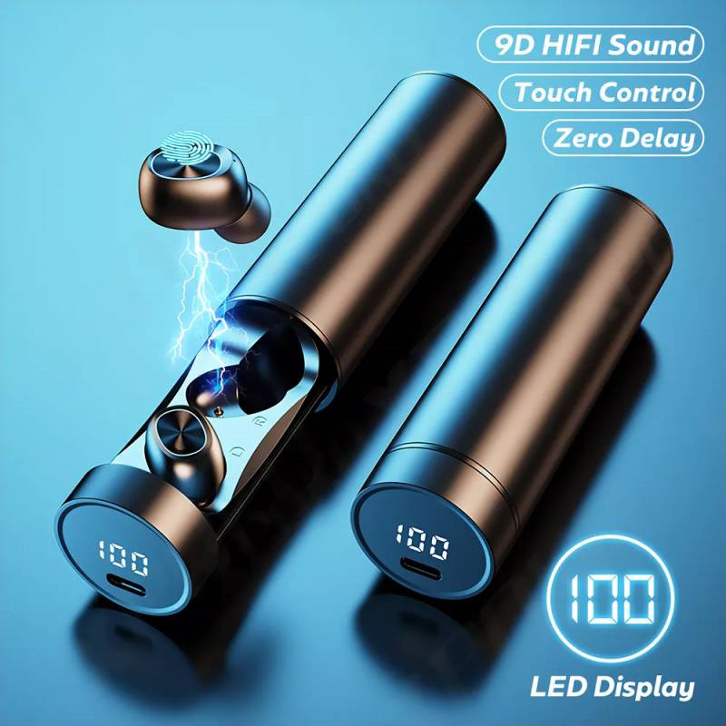 Wireless Bluetooth Earphone Touch Sport True Wireless Headphone LED Display Stereo Headset Mini Earbuds with Micrphone
