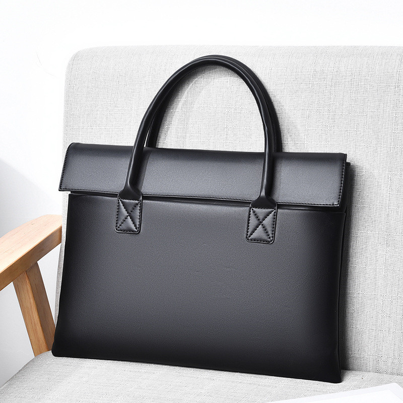 New Fashion Men Briefcase Bags Business PU Leather Bag Work Handbag 14 Inch Laptop Bag Multifunctional Zipper Tote Bag