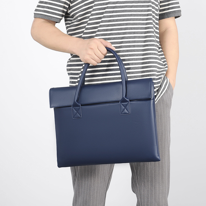 New Fashion Men Briefcase Bags Business PU Leather Bag Work Handbag 14 Inch Laptop Bag Multifunctional Zipper Tote Bag