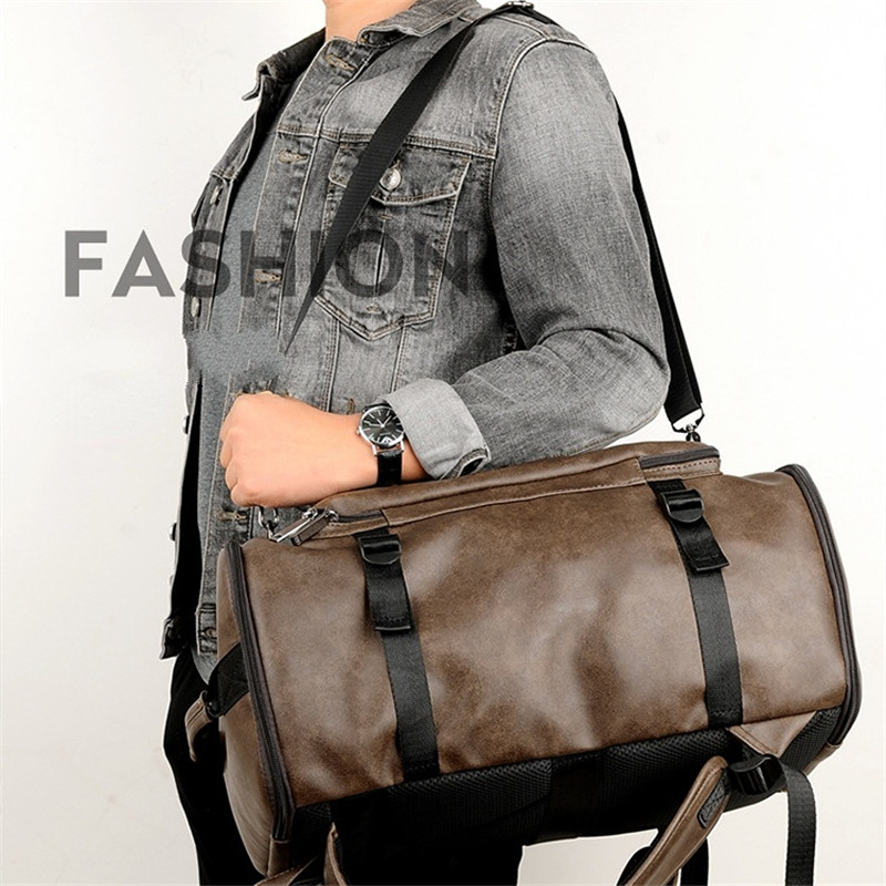 Vintage Leather Men Backpack Large Capacity Travel Backpack Luggage Bag Boy Laptop School Bag Male Password Lock Shoulder Bags
