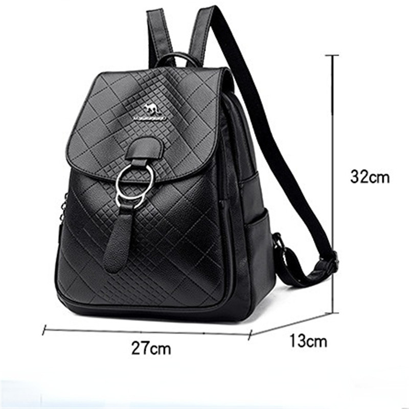 Women PU Leather Backpack Fashion Casual Large Capacity Travel Anti-Theft Shoulder Bag Rucksack Ladies Soft Leather School Bags