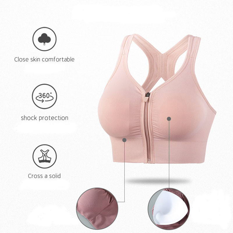 Women's Sport Bras Tights Crop Top Yoga Vest Front Zipper Sexy Bra For Women Shockproof Gym Fitness Athletic Brassiere Underwear