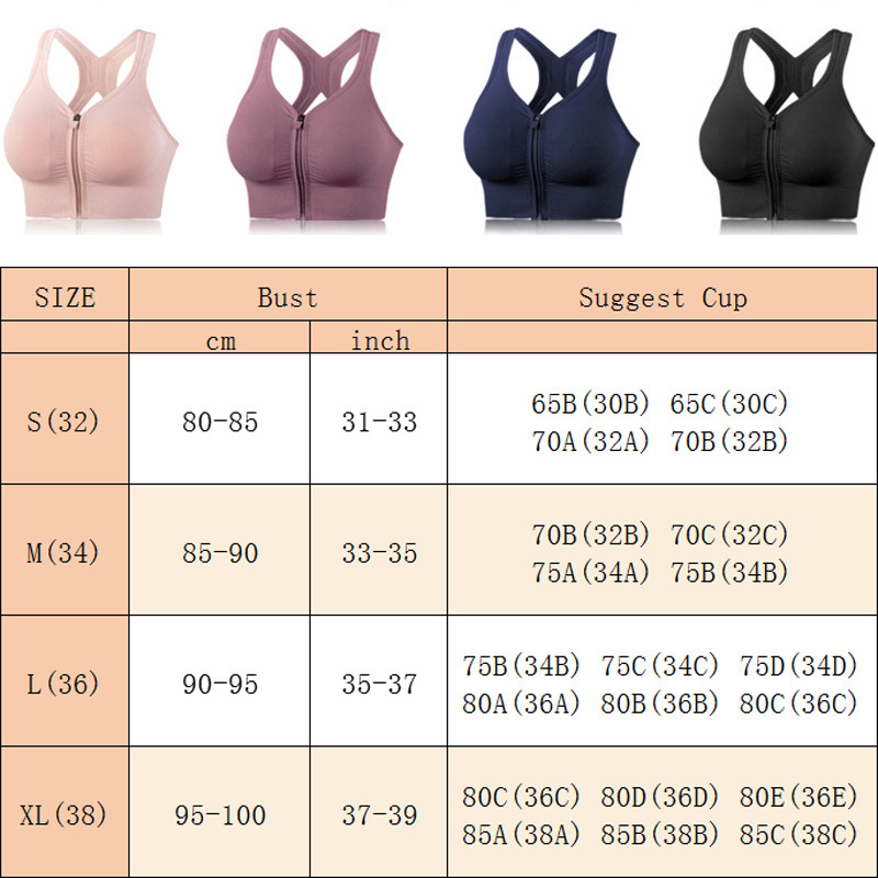 Women's Sport Bras Tights Crop Top Yoga Vest Front Zipper Sexy Bra For Women Shockproof Gym Fitness Athletic Brassiere Underwear