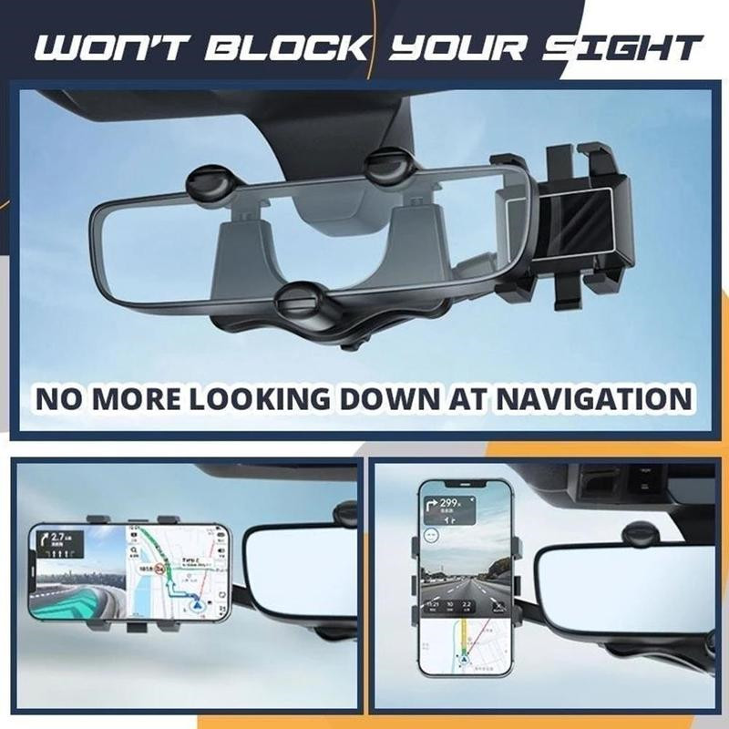 Universal Rearview Mirror Phone Holder for Car Mount Phone GPS Clip Holder Rotatable DVR Driving Recorder Phone Bracket Support