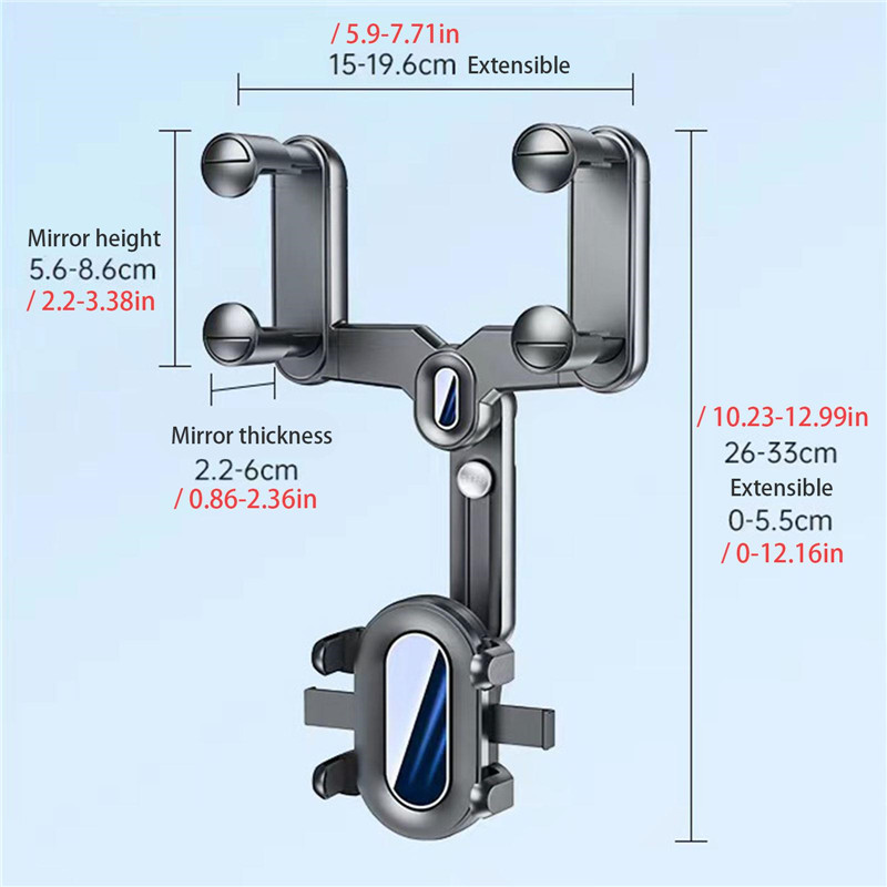 Universal Rearview Mirror Phone Holder for Car Mount Phone GPS Clip Holder Rotatable DVR Driving Recorder Phone Bracket Support