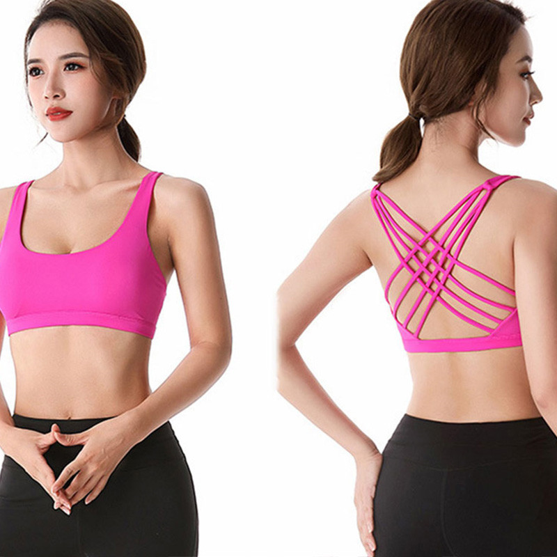 Women Fashion Cross Back Sport Bras Fitness Tank Top Shockproof Run Tight Yoga Bra Fitness Jogging Tops Underwear Brassiere