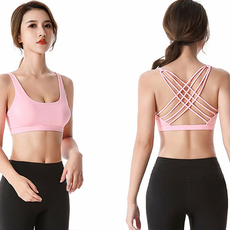 Women Fashion Cross Back Sport Bras Fitness Tank Top Shockproof Run Tight Yoga Bra Fitness Jogging Tops Underwear Brassiere