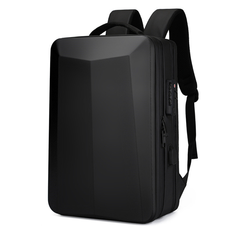 Fashion Hard Shell Anti-thief Lock Men Backpack Waterproof 15.6 inch Laptop Bag Travel knapsack USB Charging School Bag Rucksack