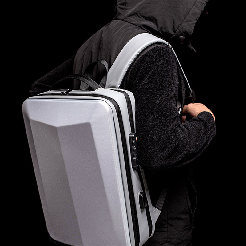 Fashion Hard Shell Anti-thief Lock Men Backpack Waterproof 15.6 inch Laptop Bag Travel knapsack USB Charging School Bag Rucksack