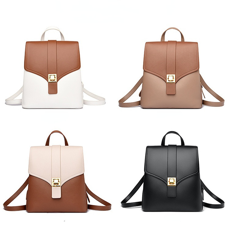 Luxury Female High Quality Leather Backpack Cowhide Ladies Backpacks  Women Shoulder Bags College Book Bag Girl Leather Rucksack
