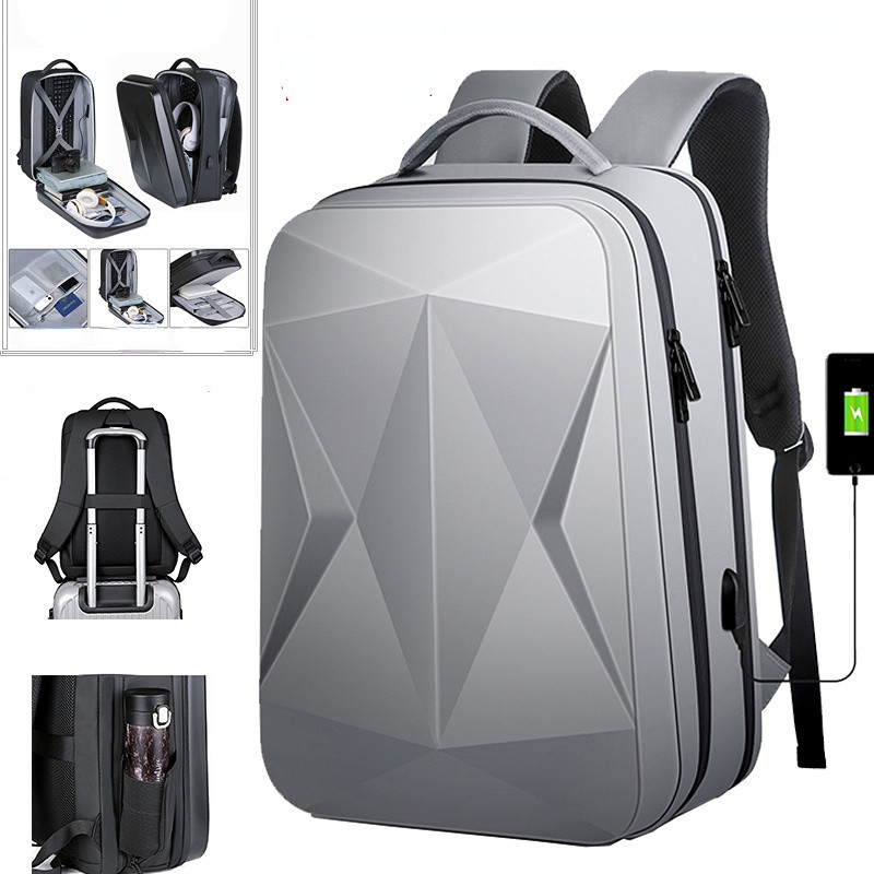 New Fashion Men's Backpack Large Capacity Business Laptop Bag USB Waterproof Suitcase Backpacks Multifunctional Hard Shell Bag