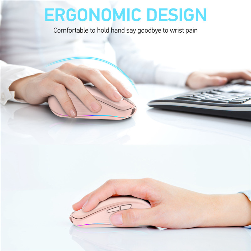 2.4G+BT5.1 Dual-mode Wireless Mouse Computer Gaming Mice Ergonomic Design 2400 DPI Mute RGB Gaming Mouse for Laptop Computer
