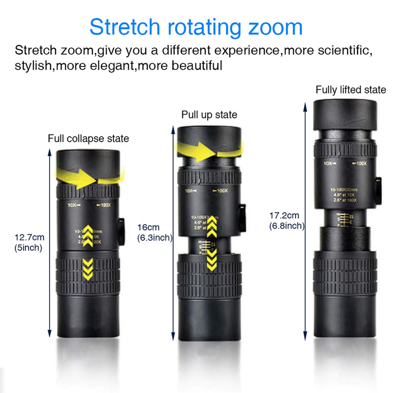 Portable Powerful 10-300X40 Hd Zoom Telescope High Quality Metal Monocular Long Range Binoculars Professional for Travel