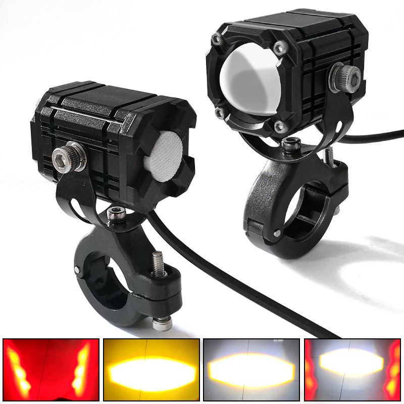 1/2cps Universal Motorcycle LED Headlight Projector Lens ATV Scooter Driving for Cafe Racer Light Auxiliary Spotlight Lamp
