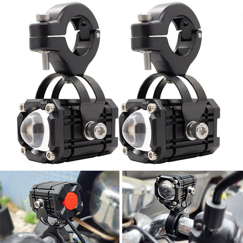 1/2cps Universal Motorcycle LED Headlight Projector Lens ATV Scooter Driving for Cafe Racer Light Auxiliary Spotlight Lamp