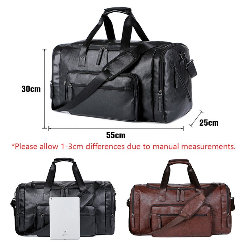 Large Capacity Business Men Travel Handbag Retro PU Leather Luggage Bag Tote Outdoor Shoulder Bag Fitness Duffel Bag For Male