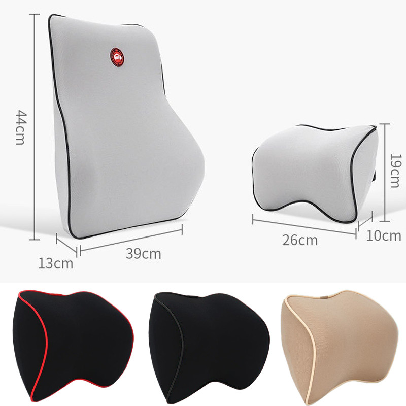 Universal Car Seat Supplies Pillow Lumbar Support Neck Pillow Car Support Breathable Car Memory Foam Headrest Waist Cushion