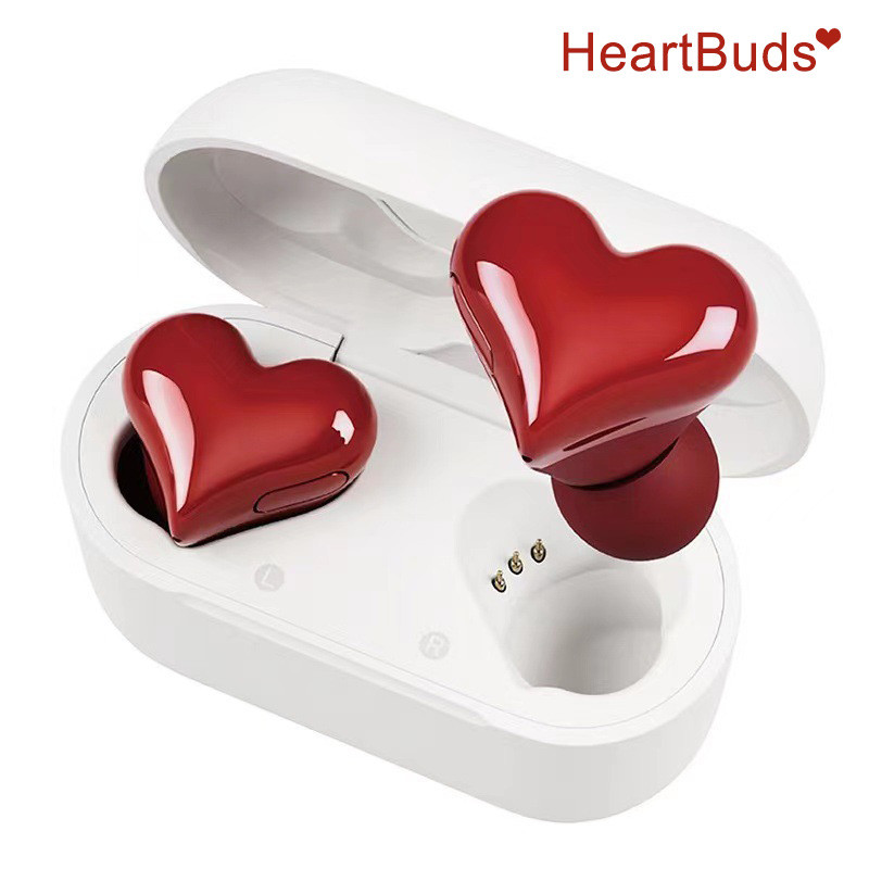 Women's Heartbuds Headphone TWS Wireless Bluetooth Earphones Heart-shaped Love Earbuds Wireless Noise-reducing Headset with Mic
