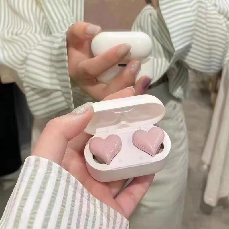 Women's Heartbuds Headphone TWS Wireless Bluetooth Earphones Heart-shaped Love Earbuds Wireless Noise-reducing Headset with Mic