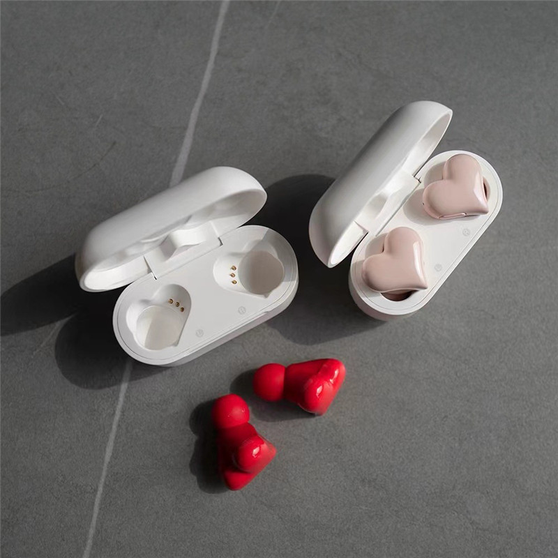 Women's Heartbuds Headphone TWS Wireless Bluetooth Earphones Heart-shaped Love Earbuds Wireless Noise-reducing Headset with Mic
