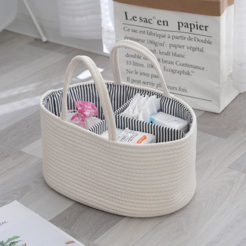 Cotton Baby Diaper Caddy Organizer Nursery Storage Bin Basket Compartmental Portable Split Pack Baby Care Storage Basket