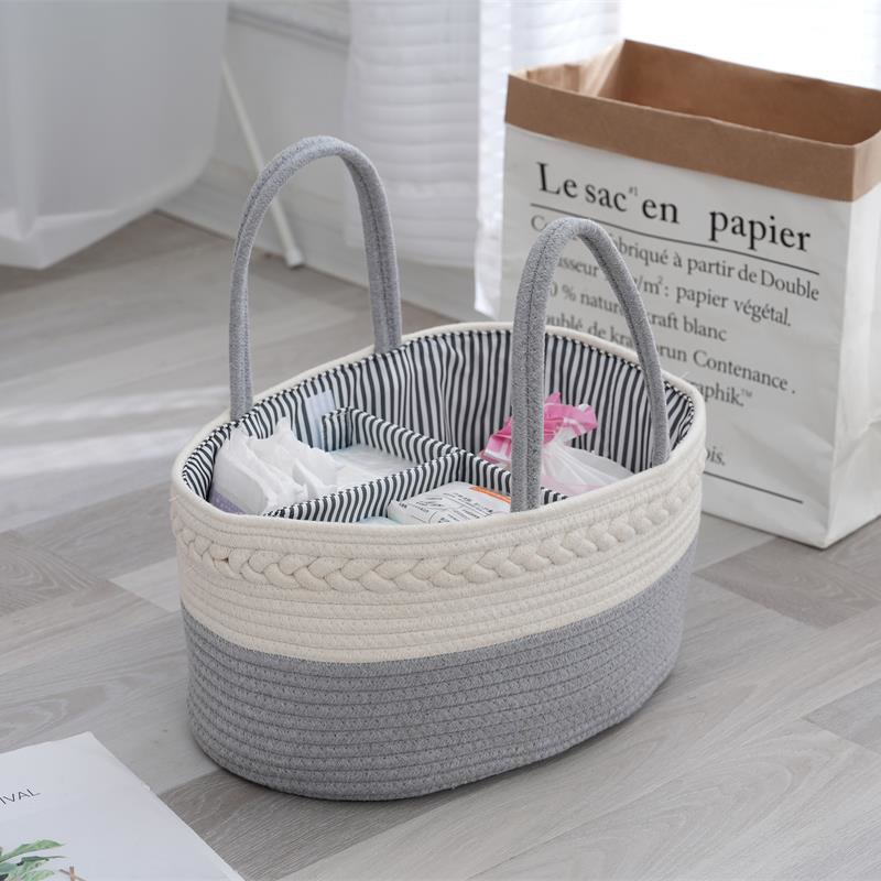Cotton Baby Diaper Caddy Organizer Nursery Storage Bin Basket Compartmental Portable Split Pack Baby Care Storage Basket