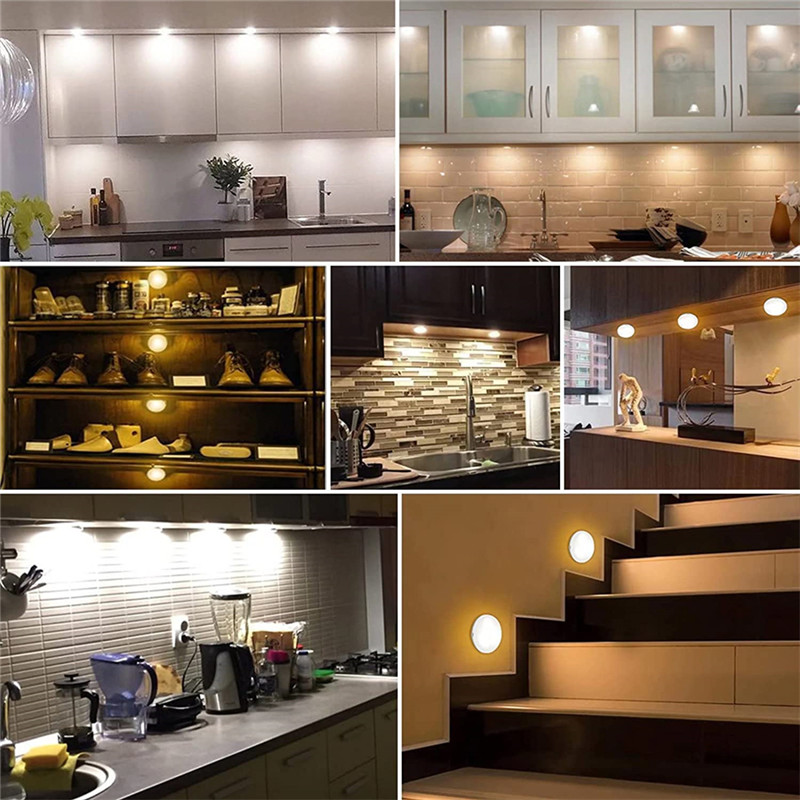 Battery Powered Lamp Under Cabinet Lights with Remote Control RGB LED Light Wireless Color Night Light Kitchen Closet Lighting