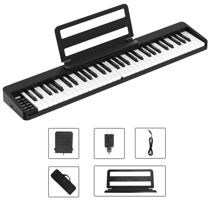 61 Keys Folding Electronic Piano Hand Roll Bluetooth MIDI Foldable Digital Piano Keyboard Organ Portable Beginner Adult Home Use