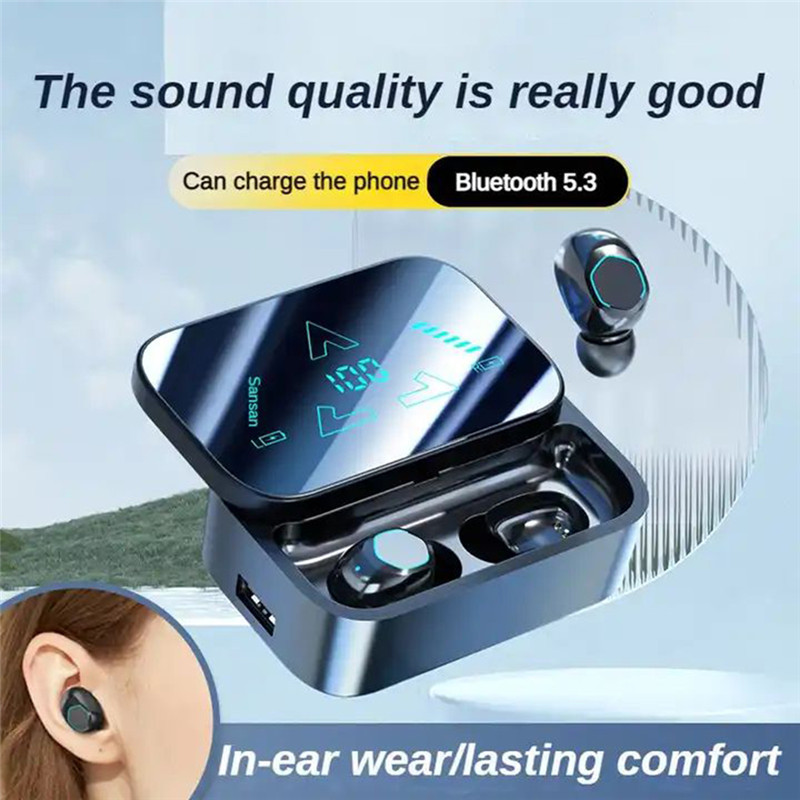 Wireless Bluetooth Earphones Transparent Touch Intelligent Digital Display Headset HiFi Headphone Noise Reduction Gaming Earbuds