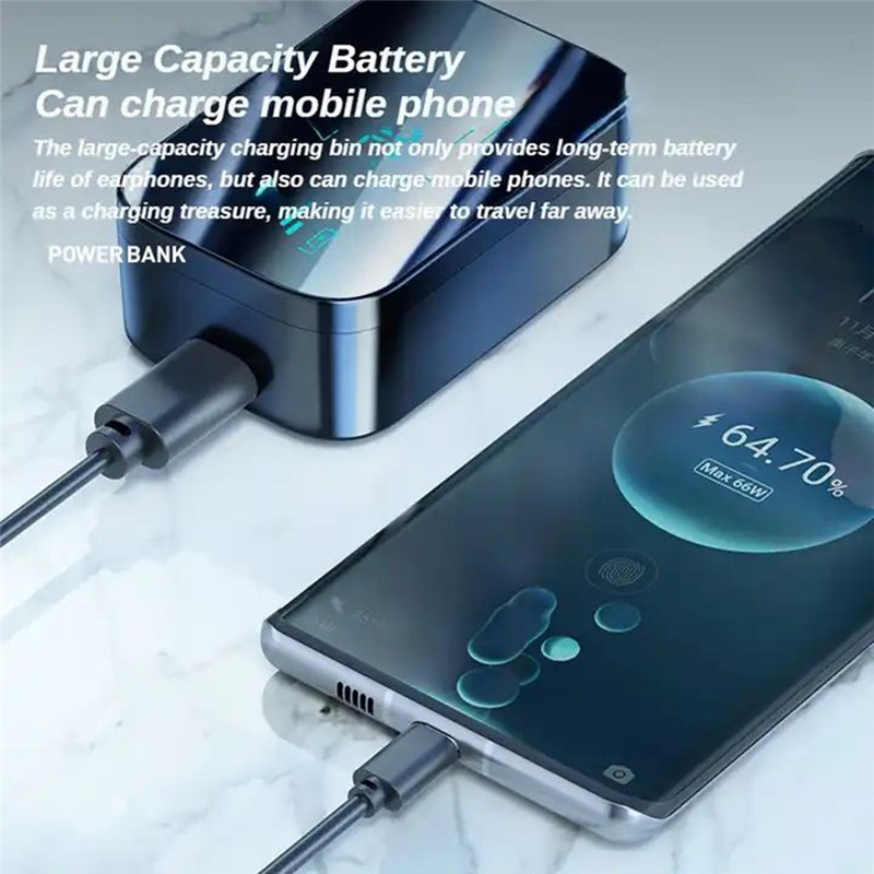 Wireless Bluetooth Earphones Transparent Touch Intelligent Digital Display Headset HiFi Headphone Noise Reduction Gaming Earbuds