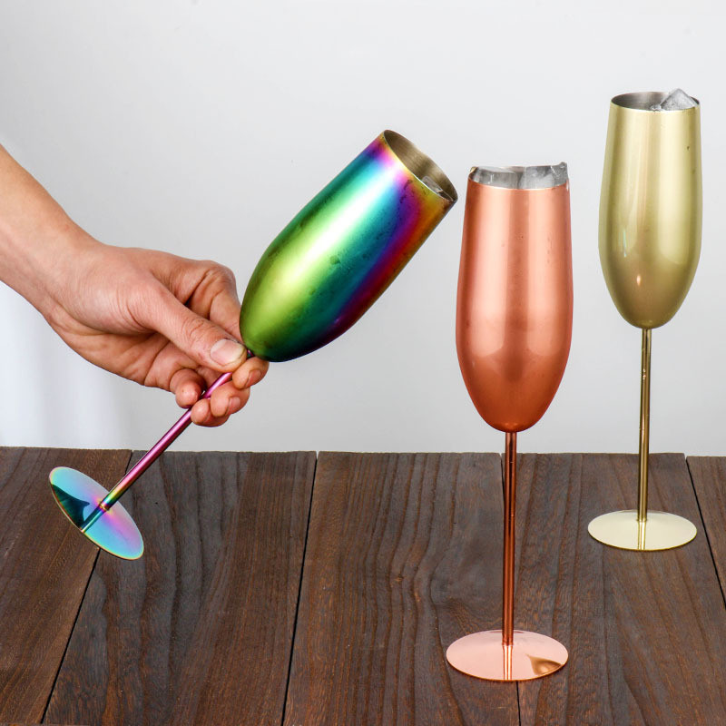 280ML Stainless Steel Red Wine Cup Champagne Flutes Glass Metal Cocktail Goblet Beer Whisky Cup Party Drinkware Bar Accessories