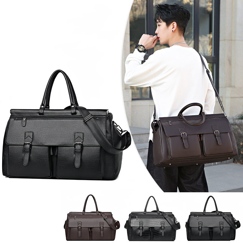 Women Men PU Leather Travel Duffel Bag Waterproof Luggage Bag Men Tote Fashion Shoulder Handbag Large Capacity Fitness Sport Bag