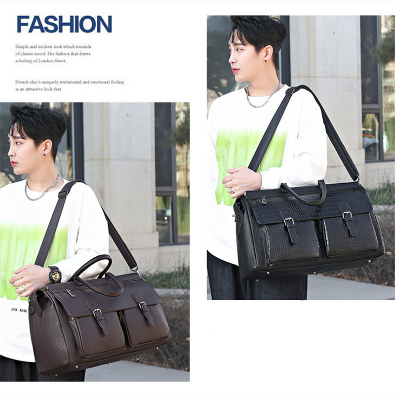 Women Men PU Leather Travel Duffel Bag Waterproof Luggage Bag Men Tote Fashion Shoulder Handbag Large Capacity Fitness Sport Bag