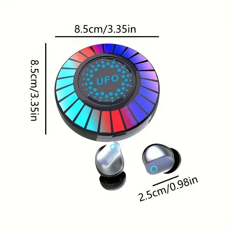 UFO Game Bluetooth Earphone Colorful RGB Light Effect Wireless Headphone TWS HIFI Stereo Headset Noise Reduction Earbud With Mic