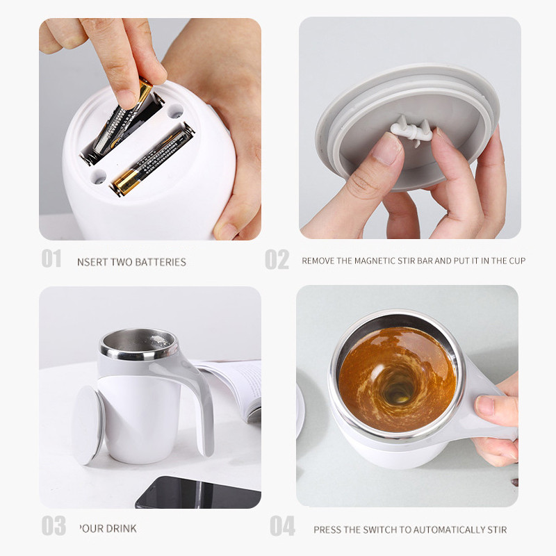 380ML Automatic Self Stirring Magnetic Mug Rotating Home Office Travel Stainless Steel Blender Smart Mixer Coffee Mixing Cup