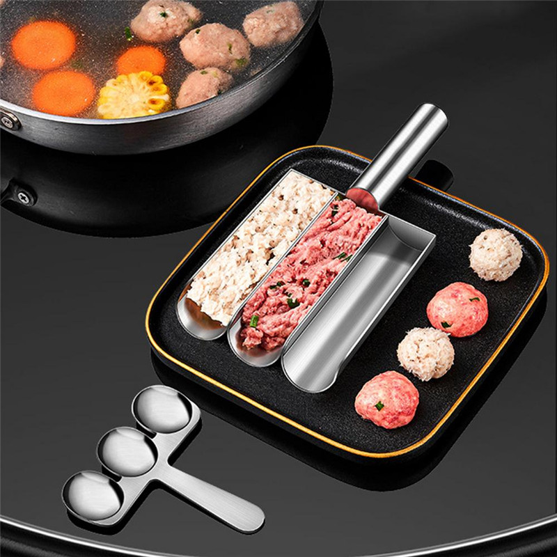 304 Stainless Steel Meatball Scoop Maker Meatball Shape Ball Maker Fish Ball Meatball Mold Shrimp Slider Croquette Mold Tool