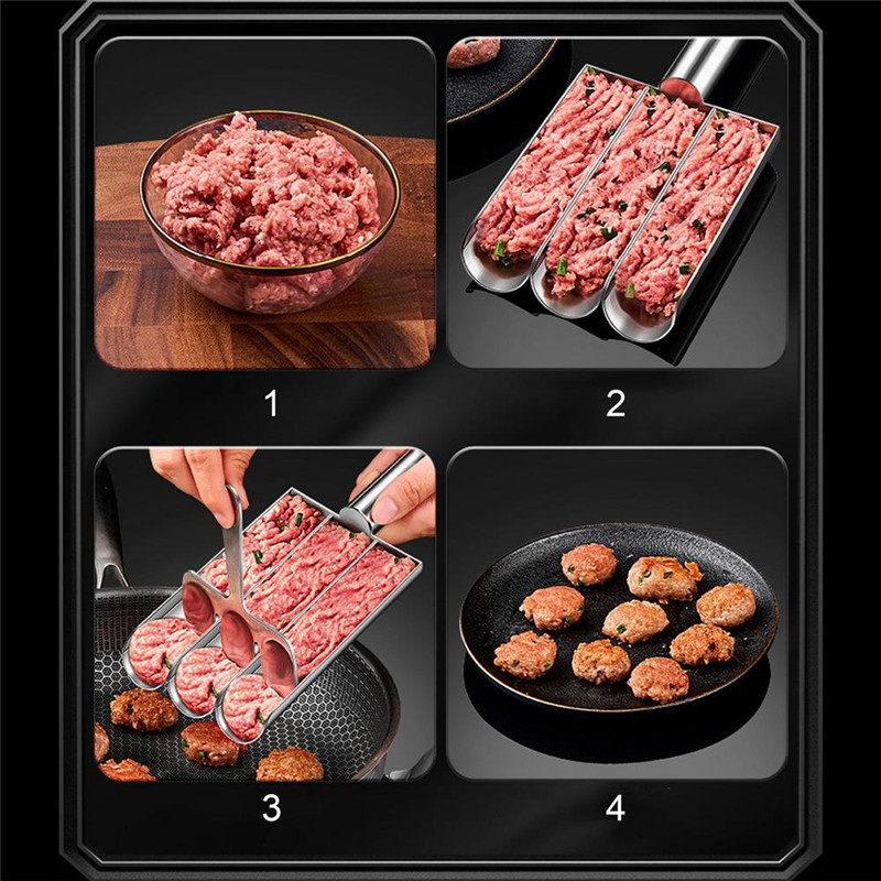 304 Stainless Steel Meatball Scoop Maker Meatball Shape Ball Maker Fish Ball Meatball Mold Shrimp Slider Croquette Mold Tool