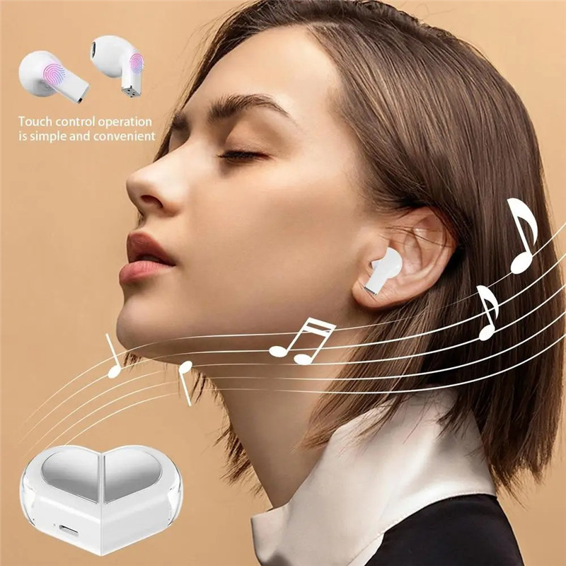 K520 Heart Shaped Wireless Blutooth Earphone Touchscreen Earbuds Creative Rotatable Waterproof Headphones Hi-Fi Sound Headset