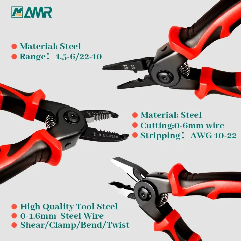 5 in 1 Multifunctional Interchangeable Heads Pliers Set Steel Wire Pliers Vise Stripping Pliers Set Electronic Maintenance Tools