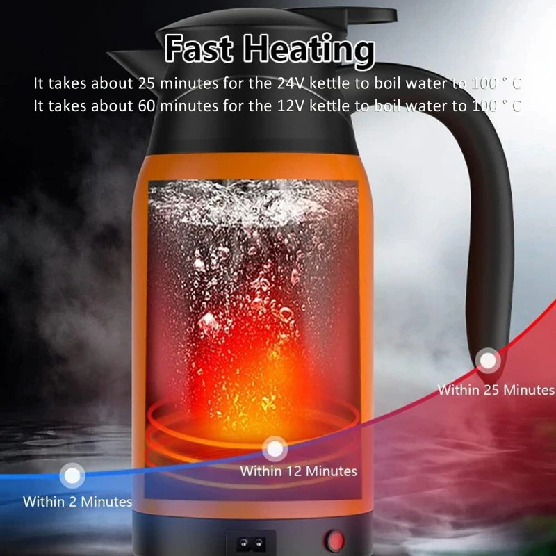 1L Vehicle Heating Cup Car Electric Kettle Temperature Digital Display Insulation Boiling Water Bottle 12V 24V Universal