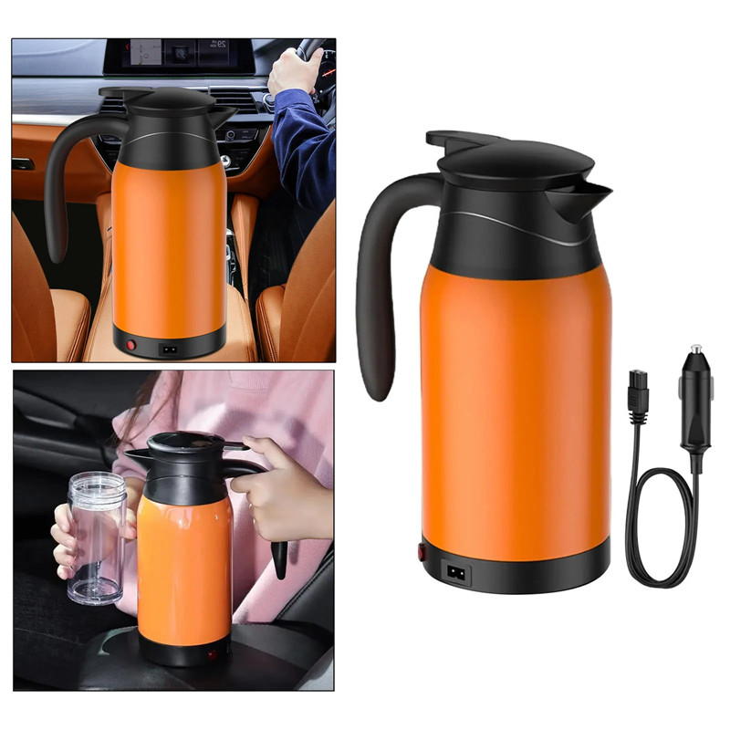 1L Vehicle Heating Cup Car Electric Kettle Temperature Digital Display Insulation Boiling Water Bottle 12V 24V Universal