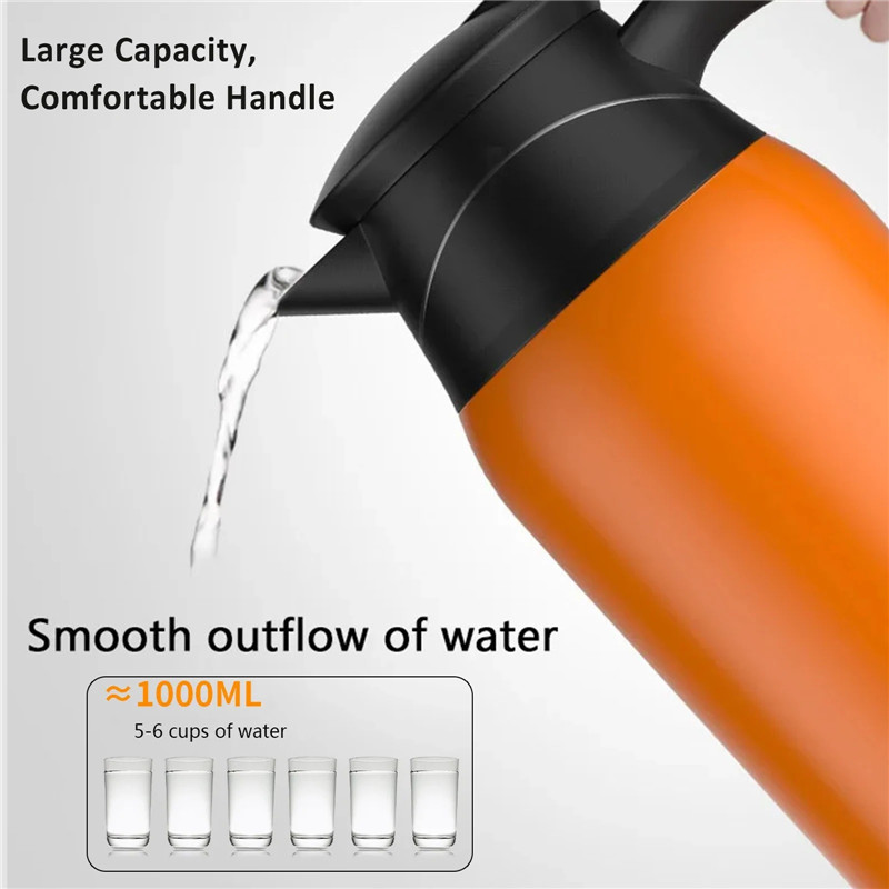 1L Vehicle Heating Cup Car Electric Kettle Temperature Digital Display Insulation Boiling Water Bottle 12V 24V Universal