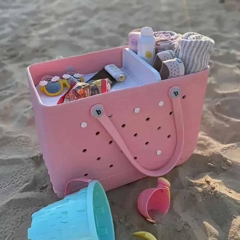 Fashion Beach Bag Summer EVA Beach Basket Women Picnic Tote Bags Holes Waterproof Handbag Pouch Shopping Shoulder Bag