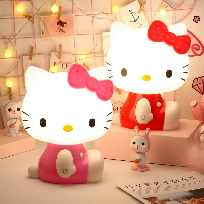 Hello Kitty 3D LED Small Night Light Touch Plug-in Baby Feeding Home Bedroom Dreamy Eye-care Sleeping Lamp Bedside Room Decor