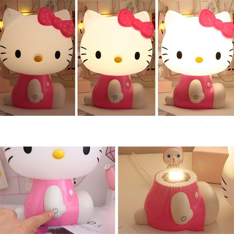 Hello Kitty 3D LED Small Night Light Touch Plug-in Baby Feeding Home Bedroom Dreamy Eye-care Sleeping Lamp Bedside Room Decor