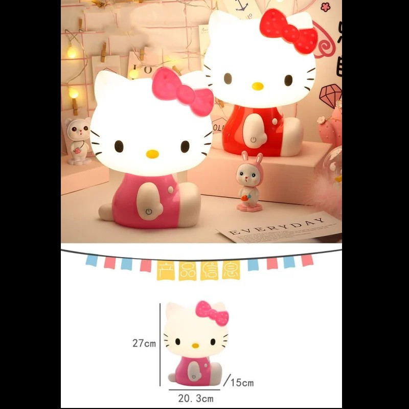 Hello Kitty 3D LED Small Night Light Touch Plug-in Baby Feeding Home Bedroom Dreamy Eye-care Sleeping Lamp Bedside Room Decor