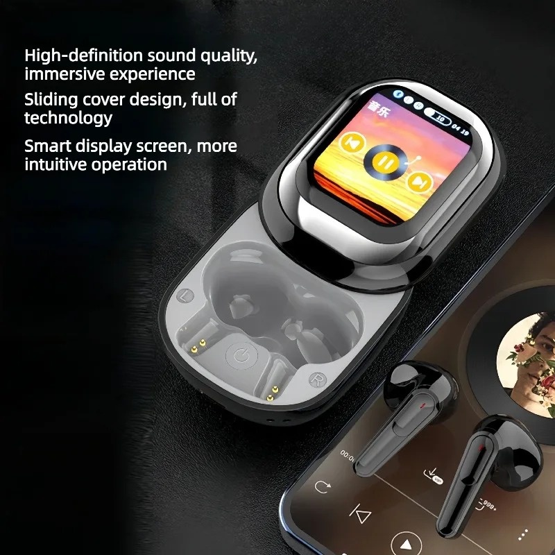 AI Translation Support APP Wireless Headphone LED Touch Screen Sliding Cover Bluetooth Earphone Noise Reduction Headset With Mic