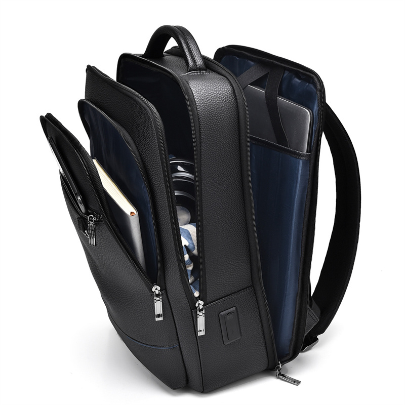 PU Leather Travel Backpacks Men Business Backpack School Bag Large Capacity Waterproof Briefcase 15.6 inch Laptop Backpack